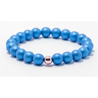 Matt kék gyöngy karkötő rózsaszín hematittal
