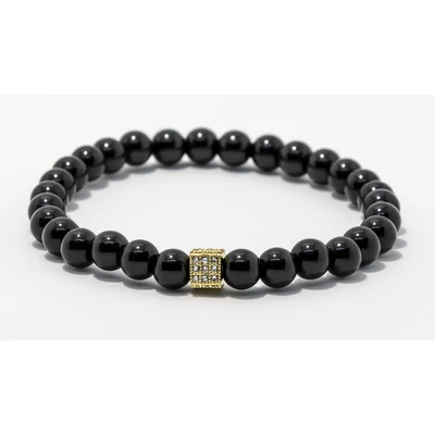 fekete 6 mm ónix arany cirkóniával