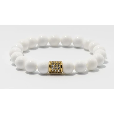 Fehér kagylóhéj aranyszínű cirkóniával