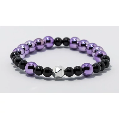 Lila hematit fekete ónix és egy ezüst hematit