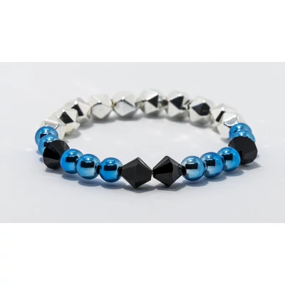 kék és ezüst hematit,valamint csiszolt Swarovski