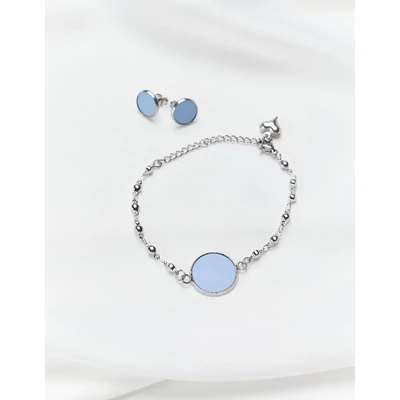 Babakék fehér karlánc és fülbevaló szett