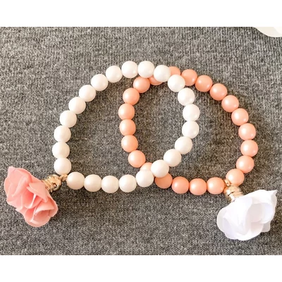 pasztell barack lánybúcsús karkötő szett