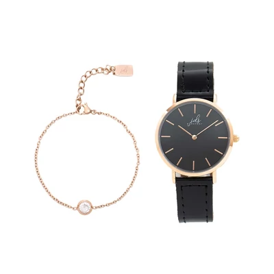 Lakk bőr karóra és ékszer szett